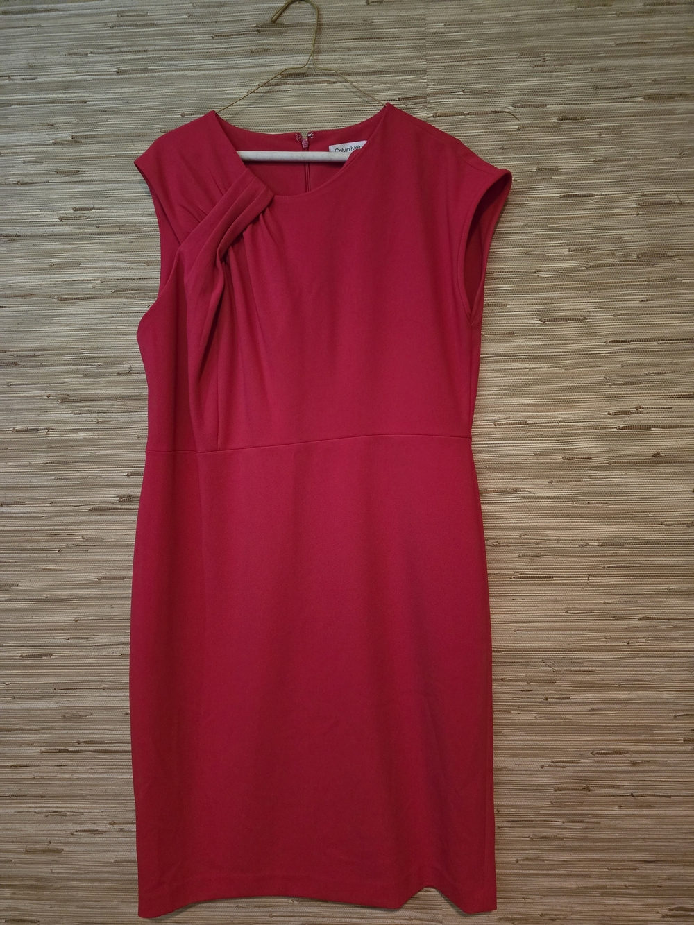 Calvin Klein Hot Pink Cap-Sleeve Sheath Midi Dress
